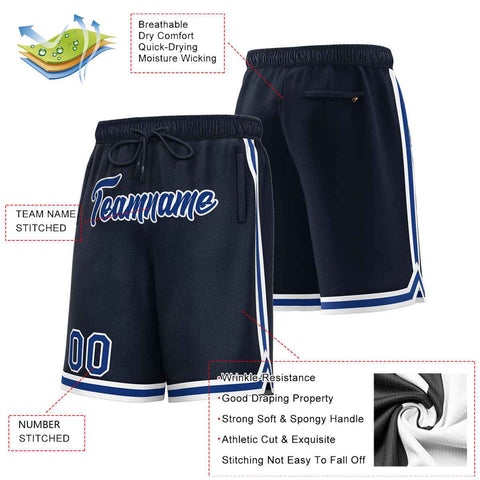 Custom Navy Royal-White Sport Basketball Shorts