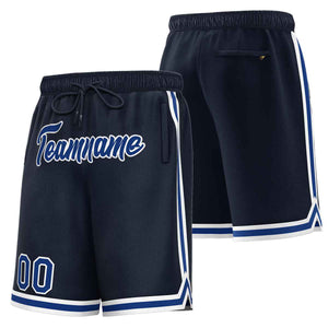 Short de basket-ball sport personnalisé bleu marine royal-blanc