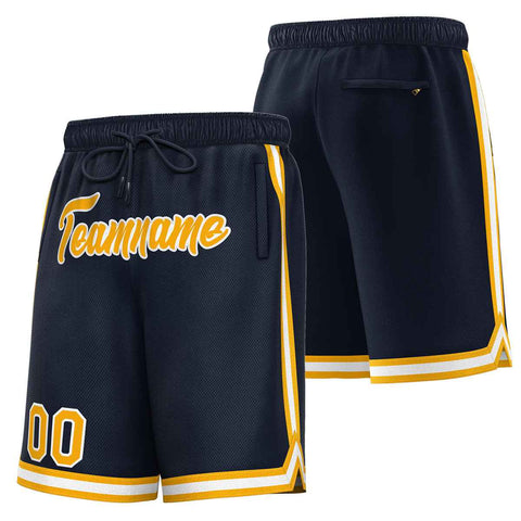 Custom Navy Gold-White Sport Basketball Shorts
