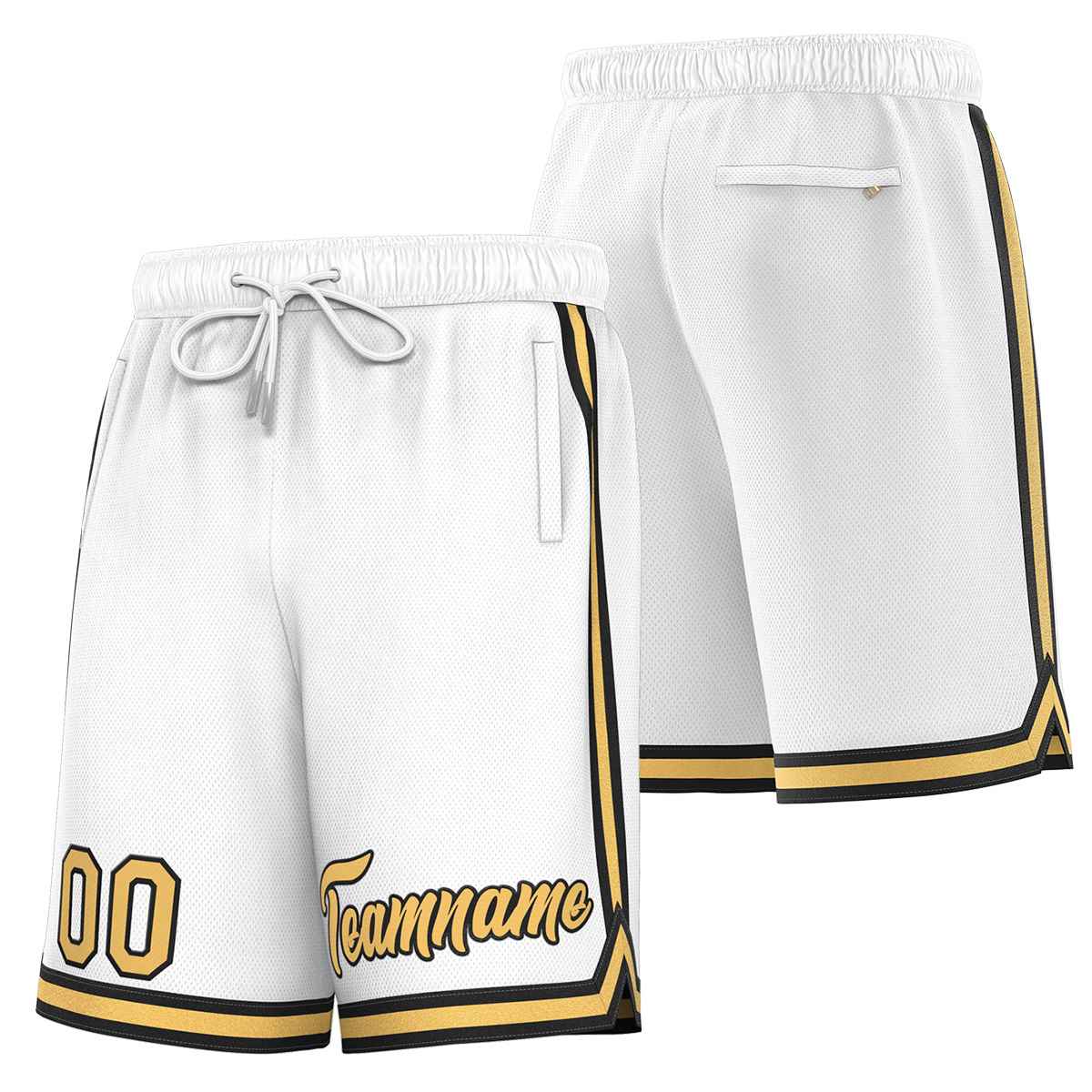 Custom White Old Gold-Black Sport Basketball Shorts