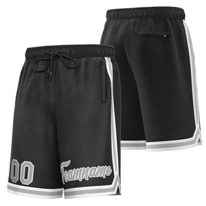 Short de basket-ball sport personnalisé noir gris-blanc