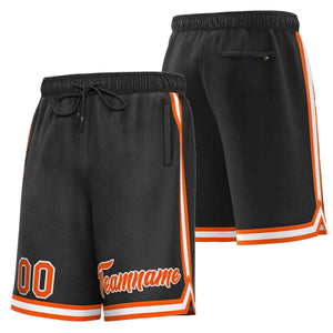 Short de basket-ball sport personnalisé noir orange-blanc