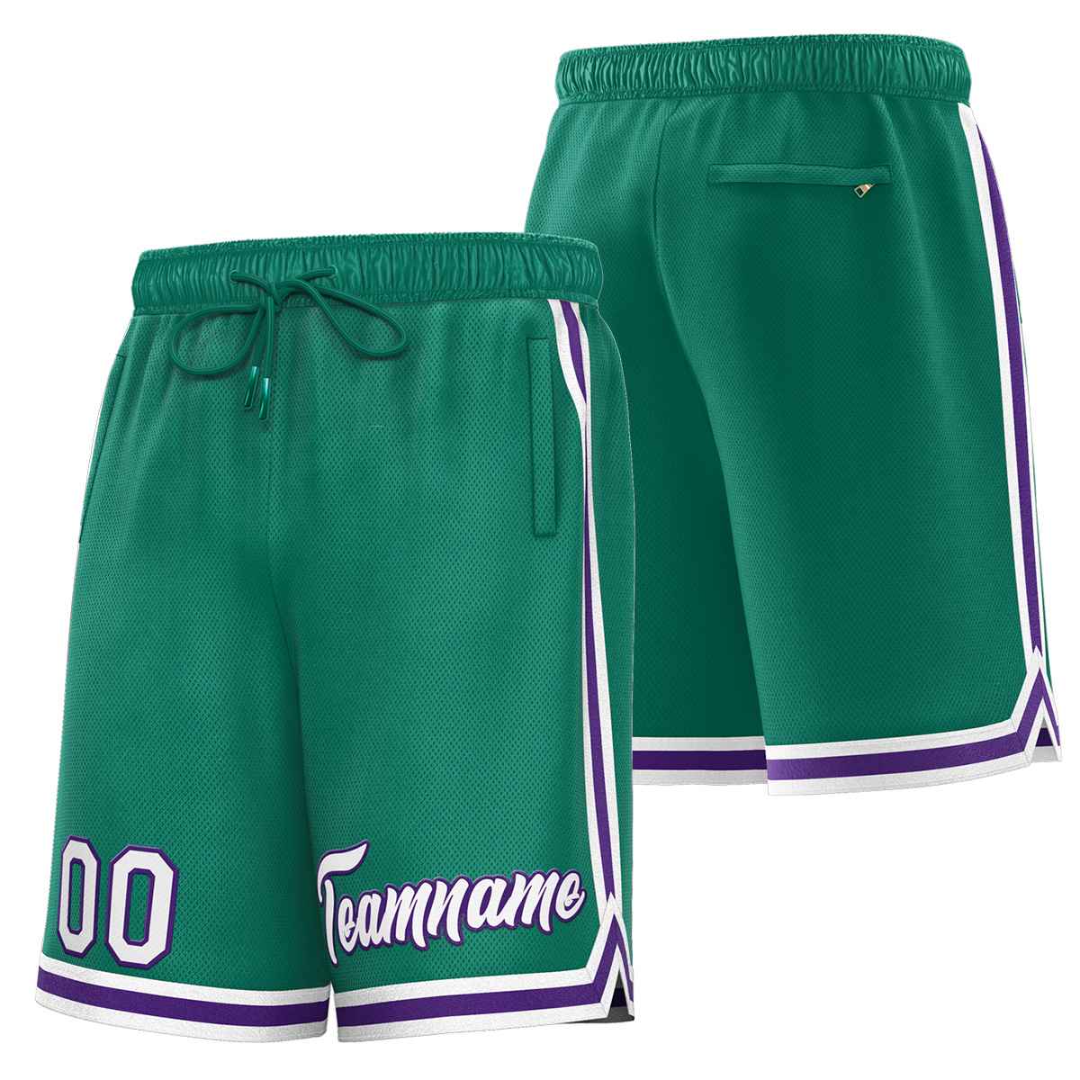 Custom Green White-Purple Sport Basketball Shorts