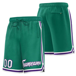 Short de basket-ball sport personnalisé vert blanc-violet