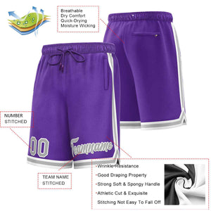 Short de basket-ball sport violet gris-blanc personnalisé