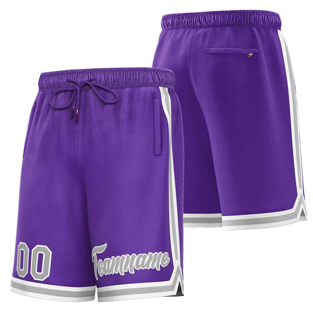 Short de basket-ball sport violet gris-blanc personnalisé