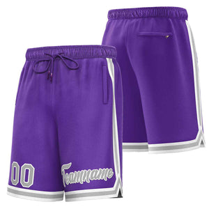 Custom Purple Gray-White Sport Basketball Shorts