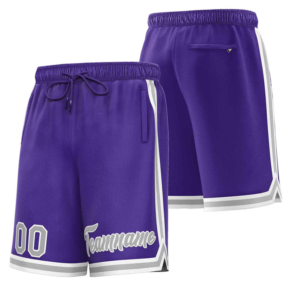 Short de basket-ball sport gris violet personnalisé