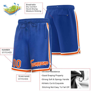 Short de basket-ball sport personnalisé Royal Orange-Blanc