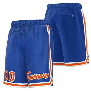 Short de basket-ball sport personnalisé Royal Orange-Blanc