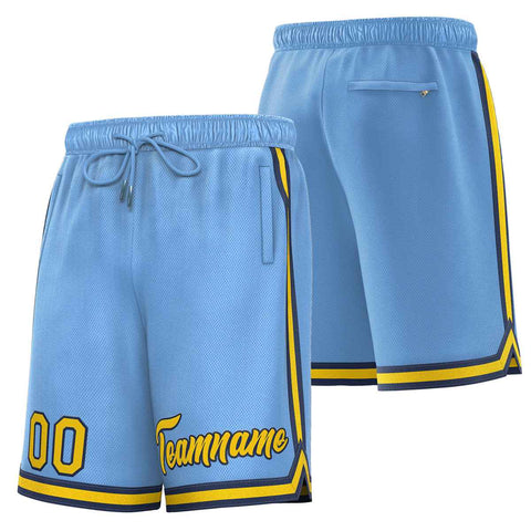 Custom Powder Blue Gold-Black Sport Basketball Shorts