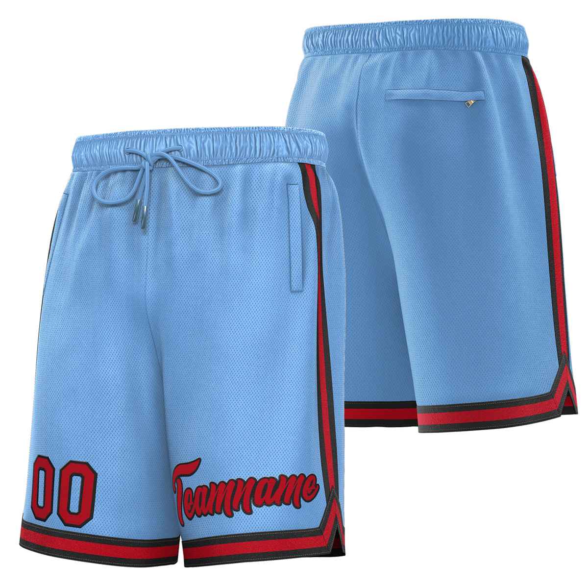 Custom Powder Blue Maroon-Black Sport Basketball Shorts