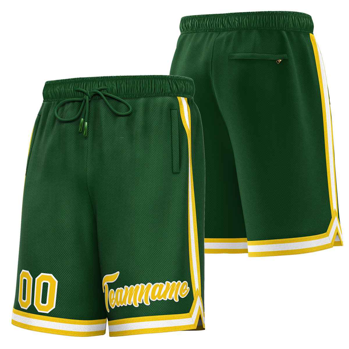 Custom Green Yellow-White Sport Basketball Shorts