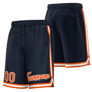 Short de basket-ball sport personnalisé bleu marine orange-blanc