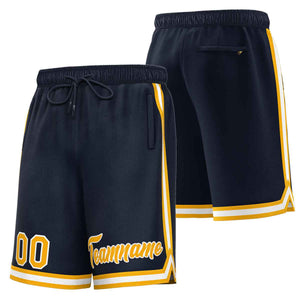 Custom Navy Gold-White Sport Basketball Shorts