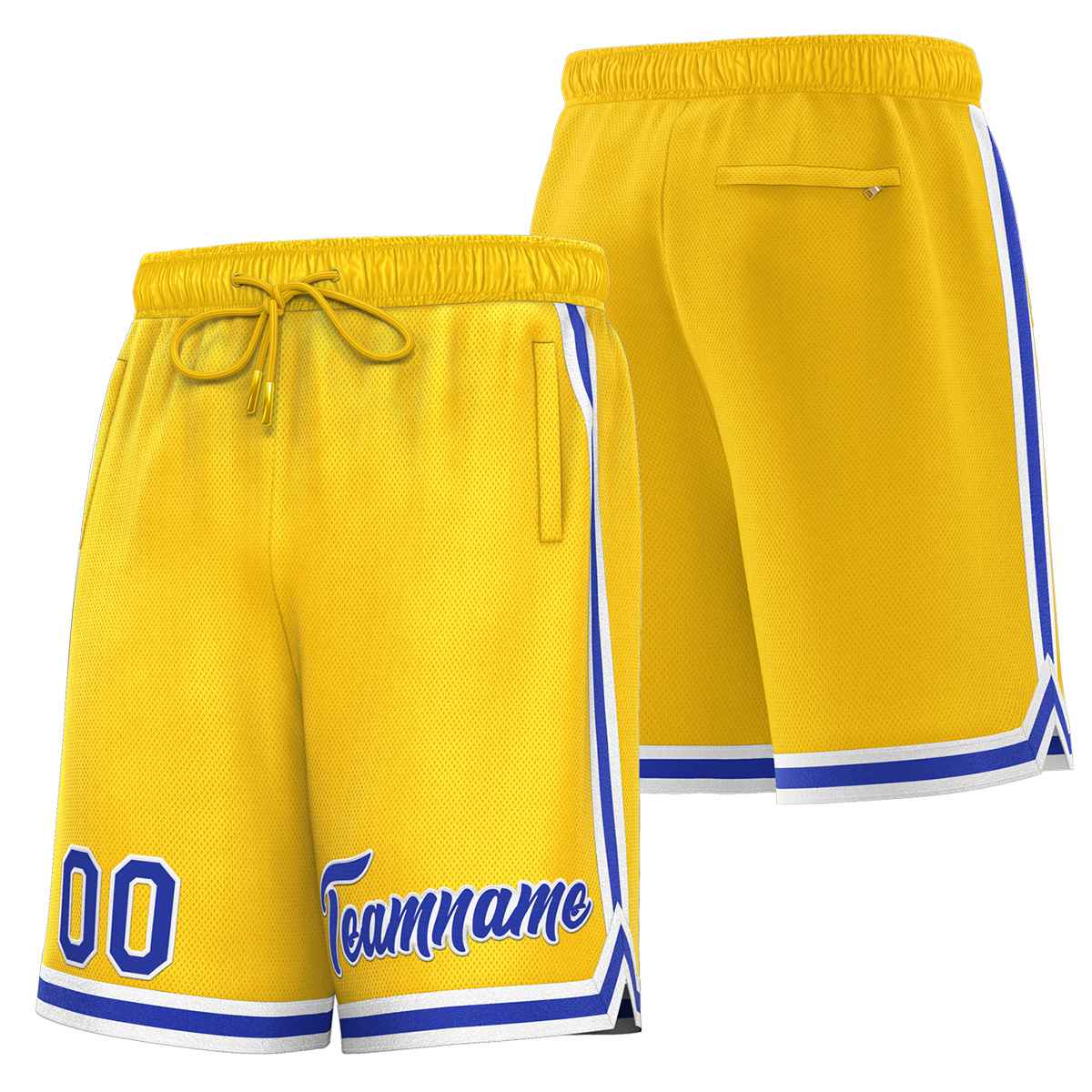 Short de basket-ball sport personnalisé jaune royal-blanc