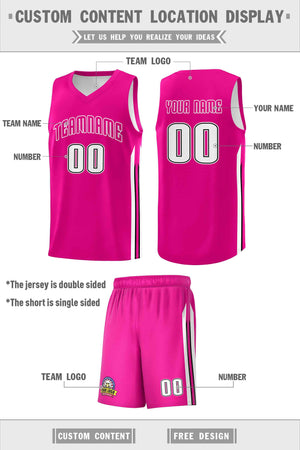 Custom Pink White Double Side Sets Men Basketball Jersey