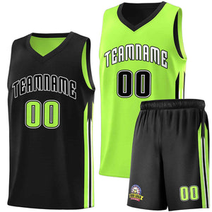 Custom Black Neon Green Double Side Sets Men Basketball Jersey