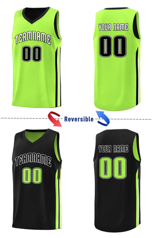 Custom Black Neon Green Double Side Sets Men Basketball Jersey