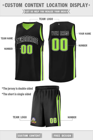 Custom Black Neon Green Double Side Sets Men Basketball Jersey