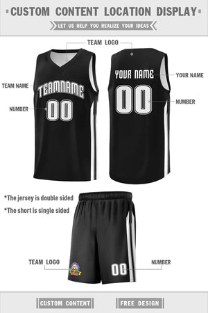 Custom Black White Double Side Sets Men Basketball Jersey