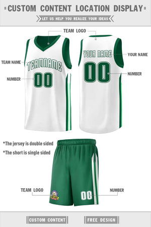 Custom Green White Double Side Sets Men Basketball Jersey