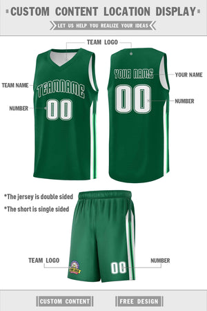 Custom Green White Double Side Sets Men Basketball Jersey