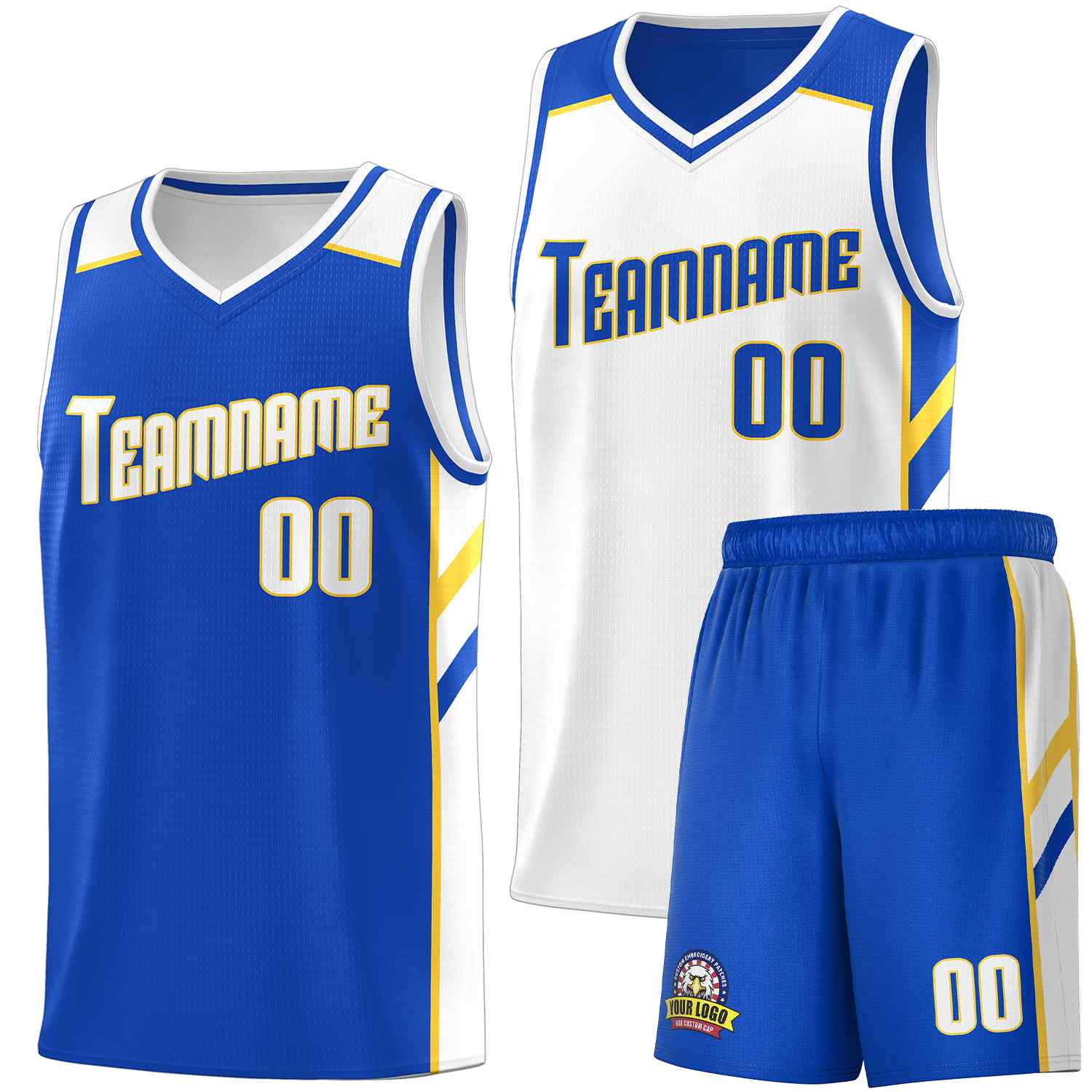 Custom Royal White Double Side Sets Men Basketball Jersey