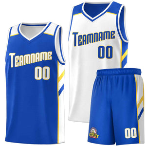 Maillot de basket-ball personnalisé Royal White Double Side pour hommes