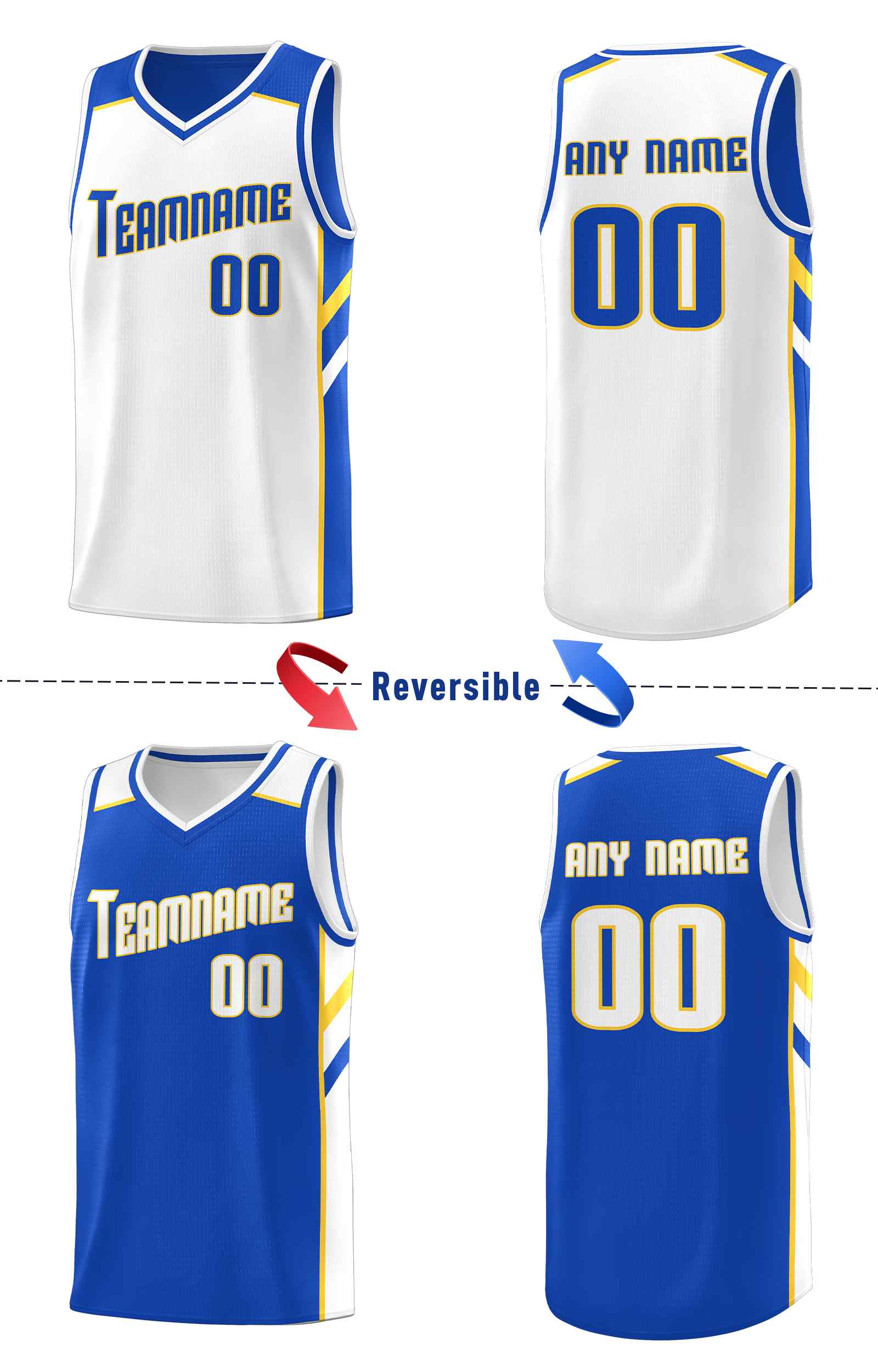 Custom Royal White Double Side Sets Men Basketball Jersey