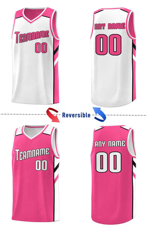 Custom Pink White Double Side Sets Men Basketball Jersey