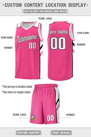 Custom Pink White Double Side Sets Men Basketball Jersey