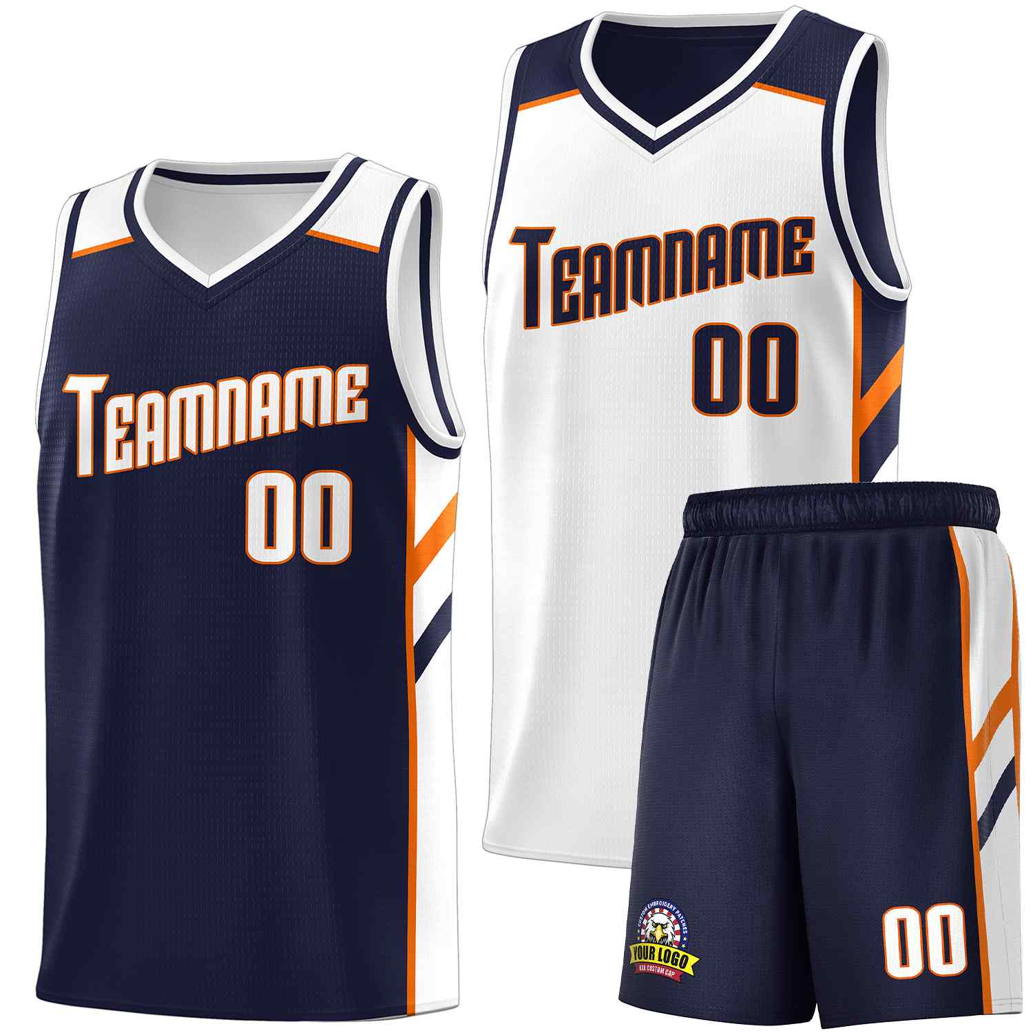 Maillot de basket-ball personnalisé pour hommes, ensemble Double face blanc marine