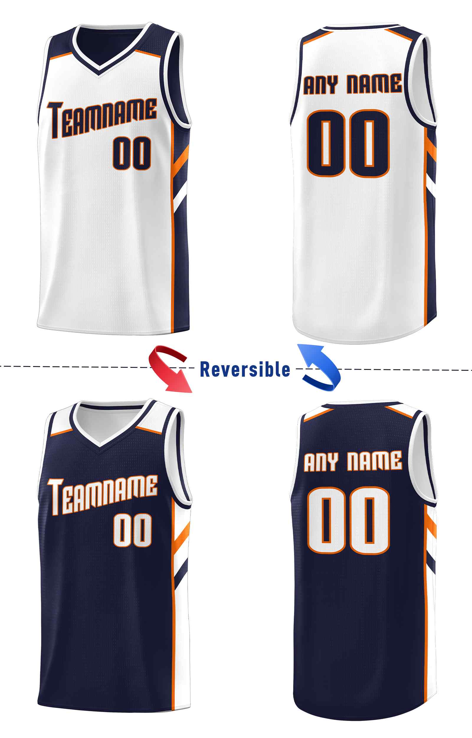 Custom Navy White Double Side Sets Men Basketball Jersey