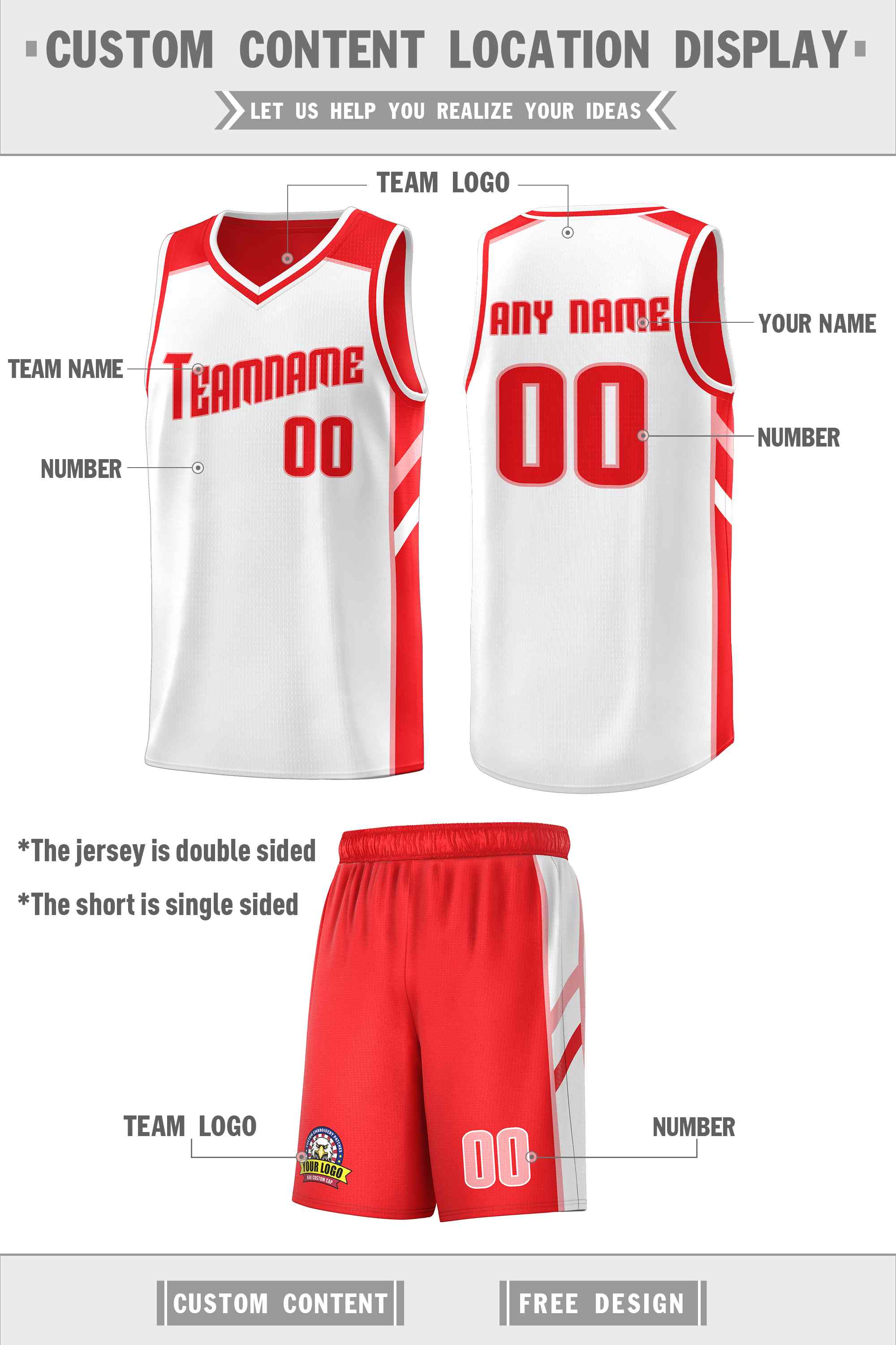 Custom Red White-Pink Double Side Sets Men Basketball Jersey