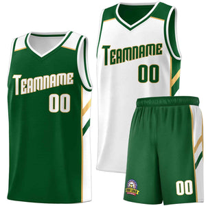 Custom Green White Double Side Sets Men Basketball Jersey