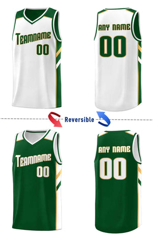 Custom Green White Double Side Sets Men Basketball Jersey