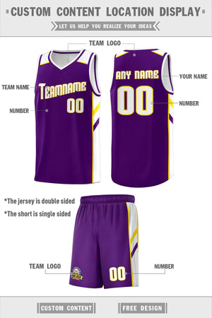 Maillot de basket-ball personnalisé pour hommes, ensemble Double face violet et blanc