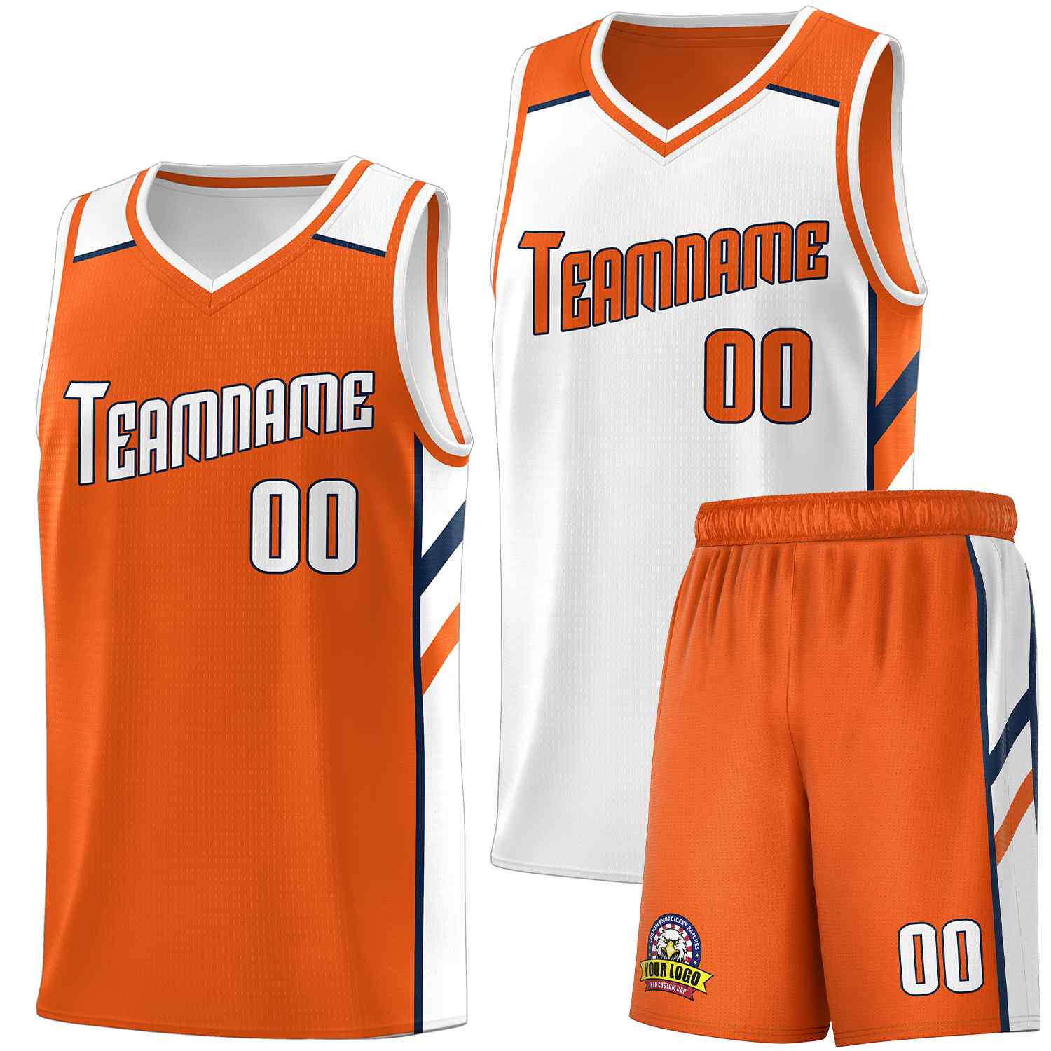 Custom Orange White Double Side Sets Men Basketball Jersey