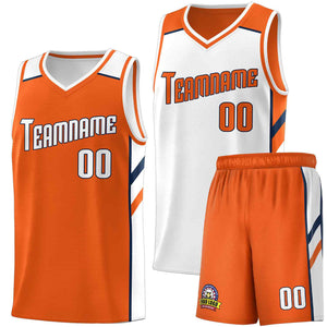 Le double côté blanc orange fait sur commande place le maillot de basket-ball des hommes