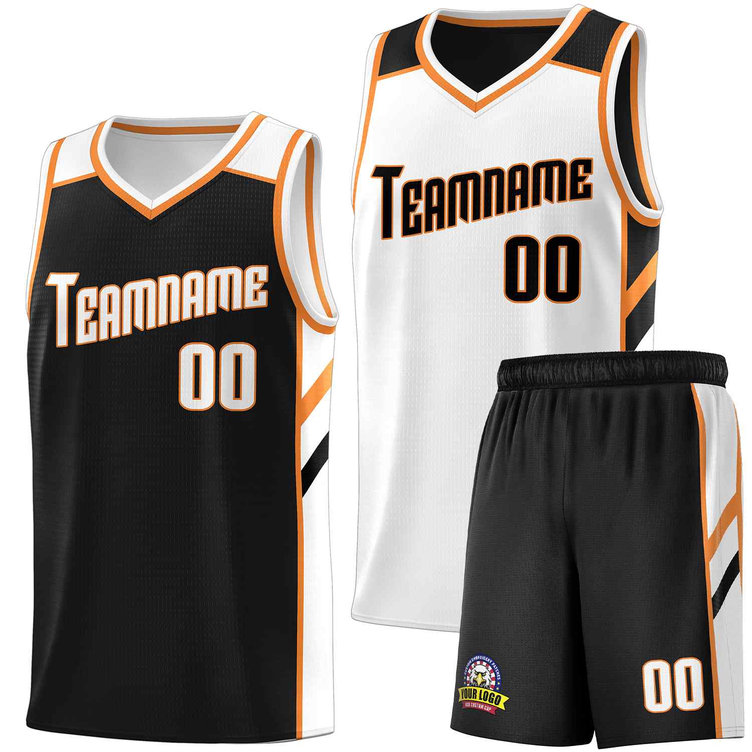 Maillot de basket-ball pour hommes, ensemble Double face noir et blanc personnalisé