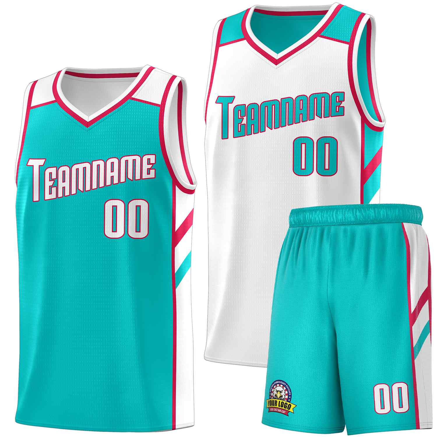 Maillot de basket-ball personnalisé Aqua White Double Side pour hommes