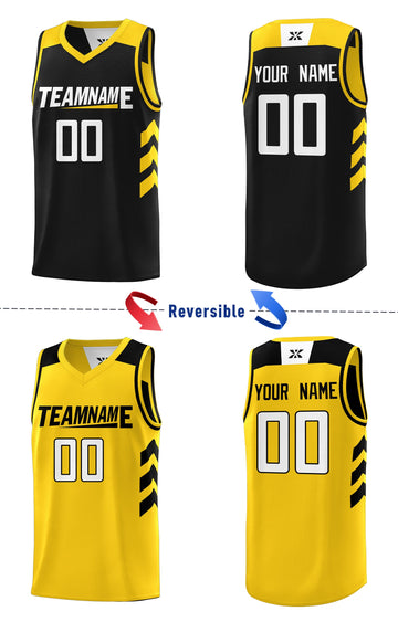 KXK Custom Black Yellow Double Side Sets Design Sportswear Basketball Jersey