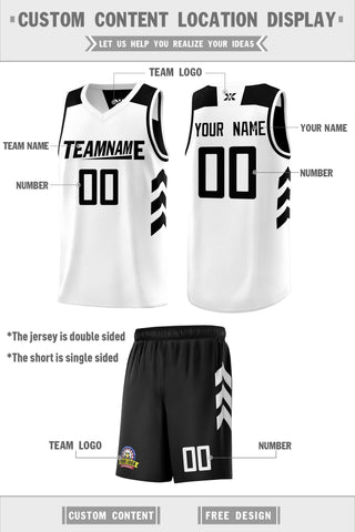 Custom Black White Double Side Sets Personalized Basketball Jersey