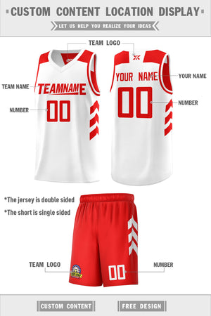 Custom Red White Double Side Sets Personalized Basketball Jersey