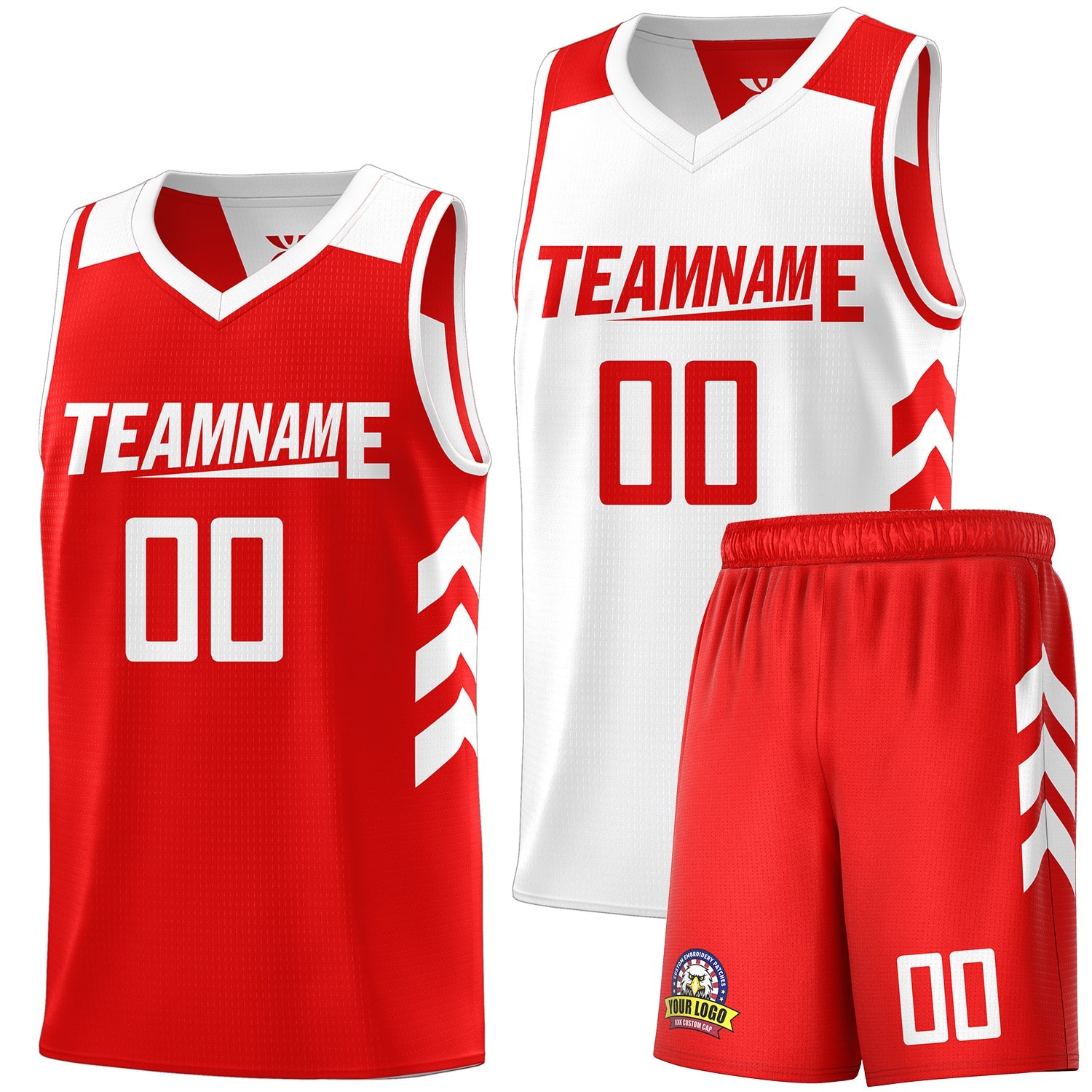 Ensembles doubles latéraux rouges et blancs personnalisés, maillot de basket-ball personnalisé