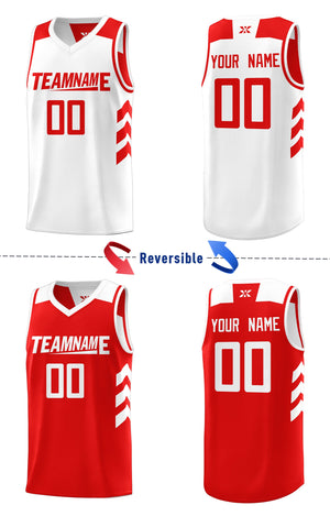 Custom Red White Double Side Sets Personalized Basketball Jersey