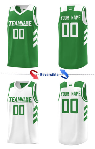 Custom Green White Double Side Sets Personalized Basketball Jersey