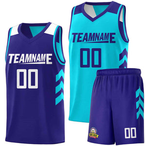 Maillot de basket-ball personnalisé Aqua Royal Double Side pour hommes