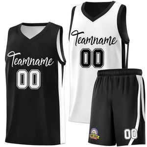 Maillot de basket-ball pour hommes, ensemble Double face noir et blanc personnalisé